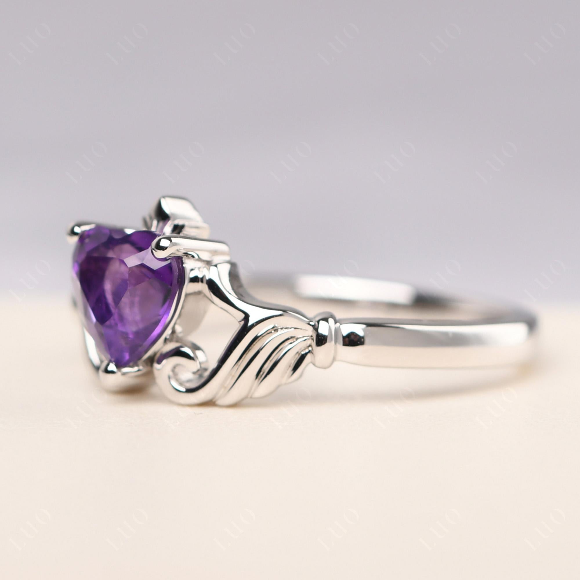 Amethyst Claddagh Ring - LUO Jewelry 