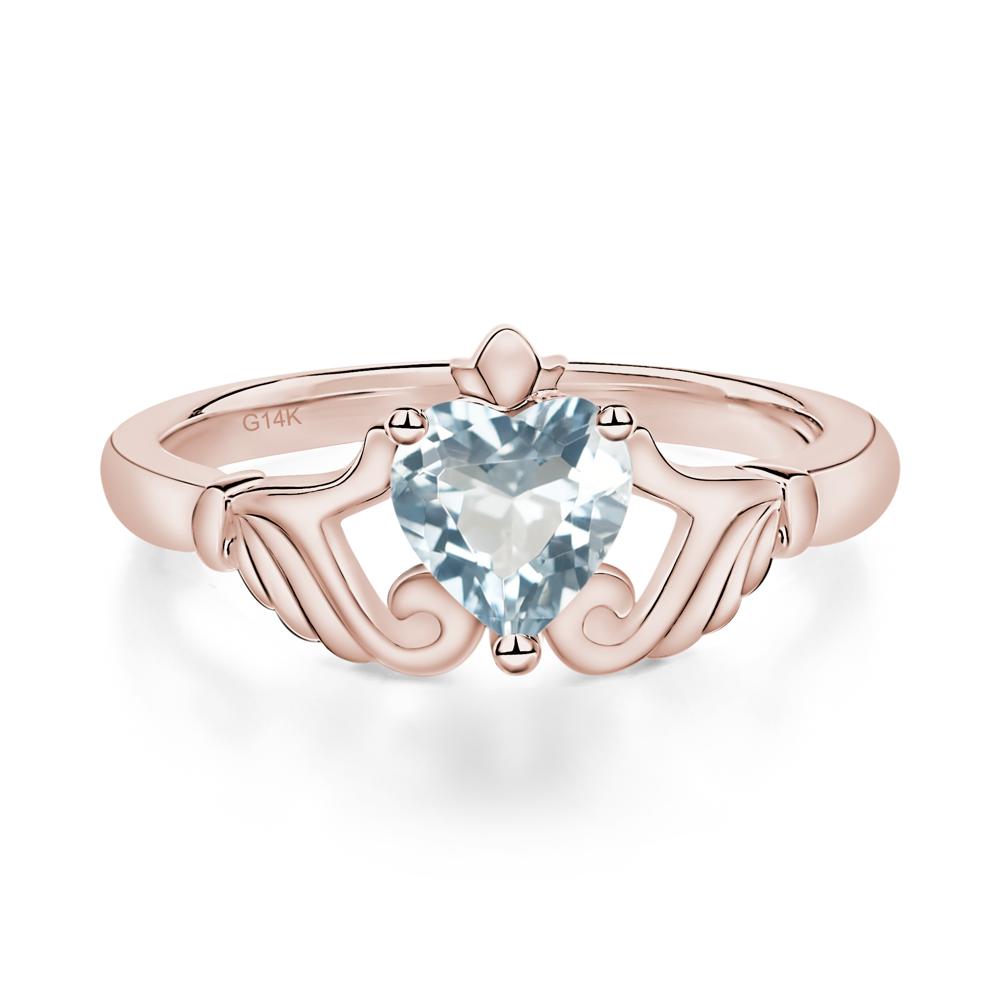 Aquamarine Claddagh Engagement Ring - LUO Jewelry #metal_14k rose gold