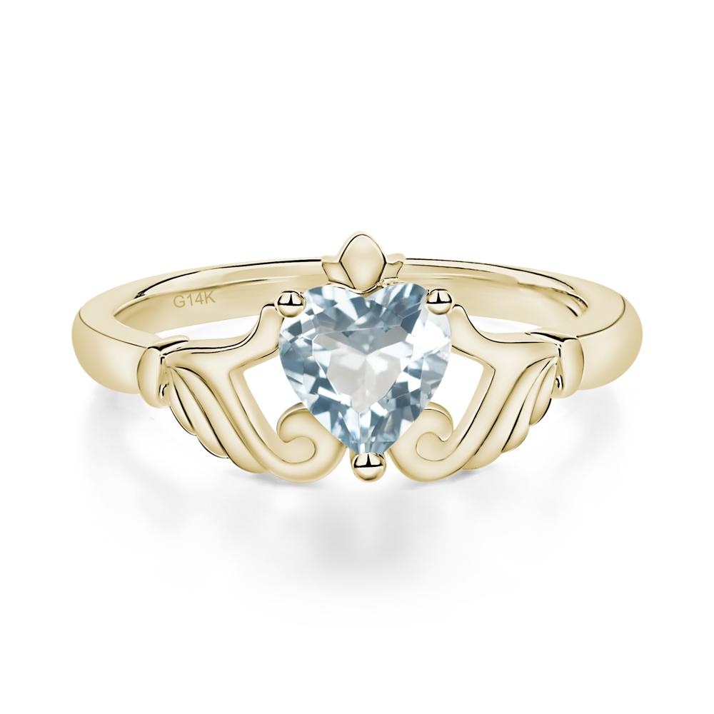 Aquamarine Claddagh Engagement Ring - LUO Jewelry #metal_14k yellow gold