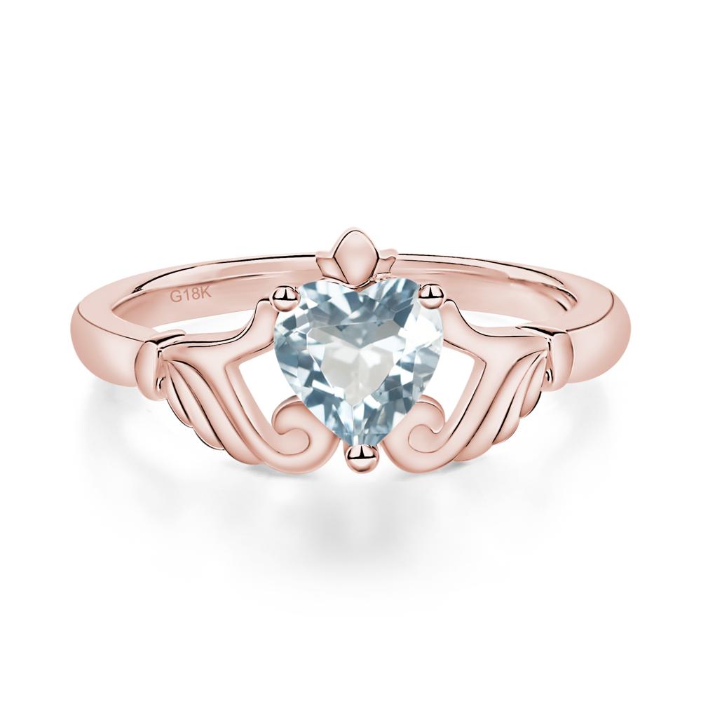 Aquamarine Claddagh Engagement Ring - LUO Jewelry #metal_18k rose gold