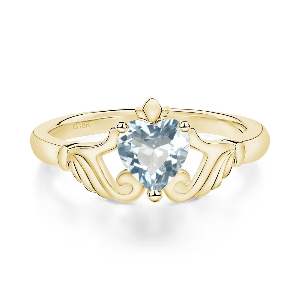 Aquamarine Claddagh Engagement Ring - LUO Jewelry #metal_18k yellow gold