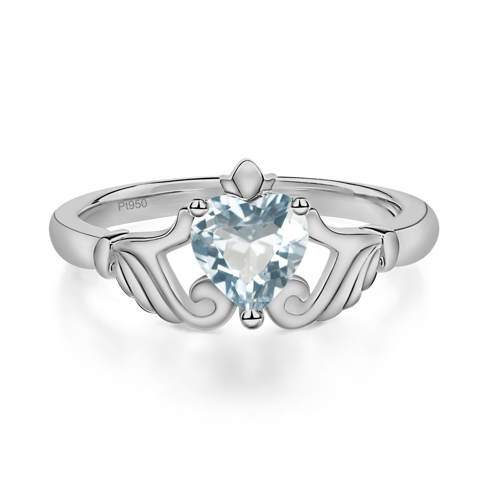 Aquamarine Claddagh Engagement Ring - LUO Jewelry #metal_platinum