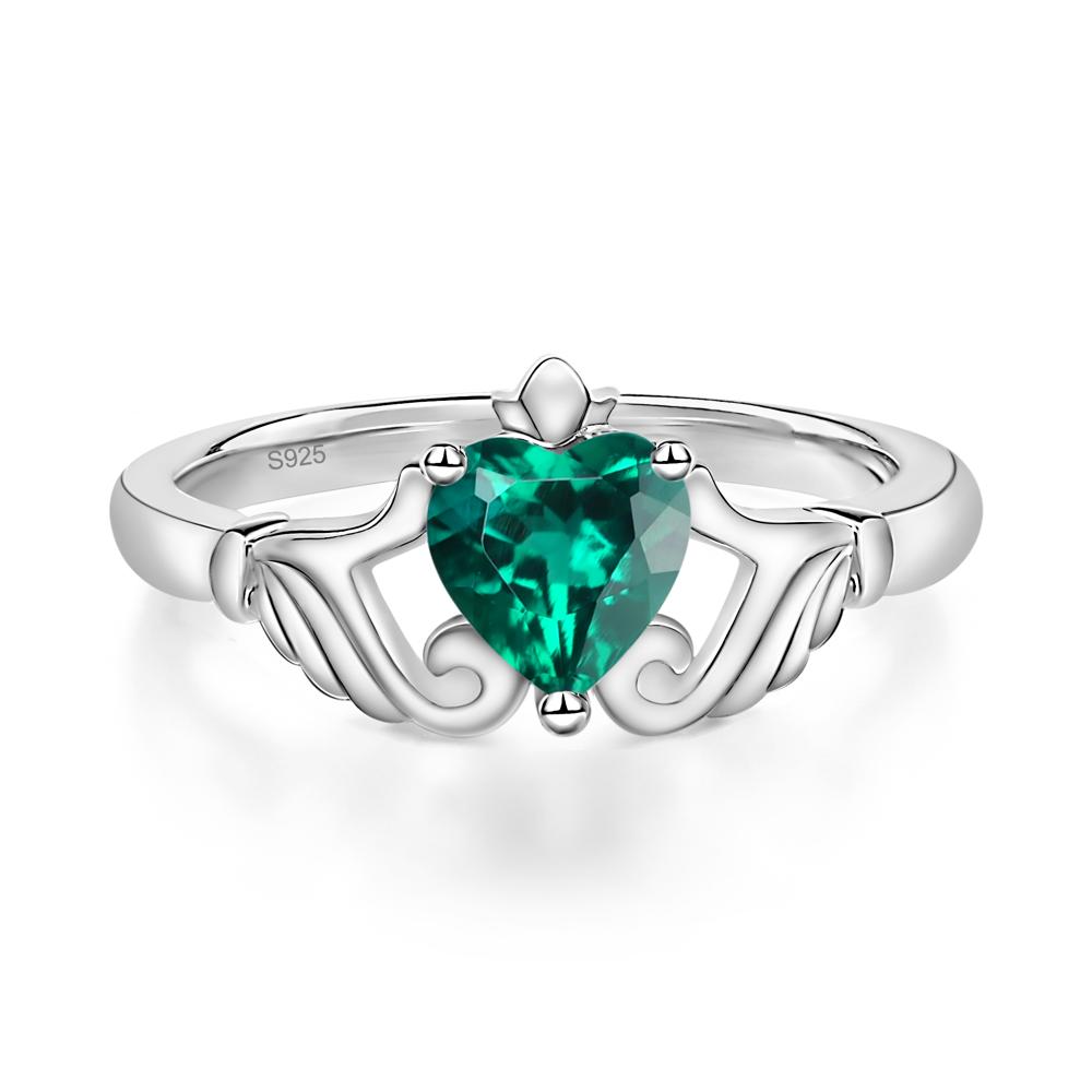 Emerald Claddagh Ring - LUO Jewelry #metal_sterling silver