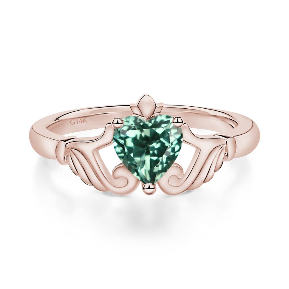 Green Sapphire Women's Claddagh Ring - LUO Jewelry #metal_14k rose gold