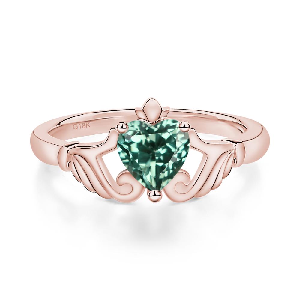 Green Sapphire Women's Claddagh Ring - LUO Jewelry #metal_18k rose gold