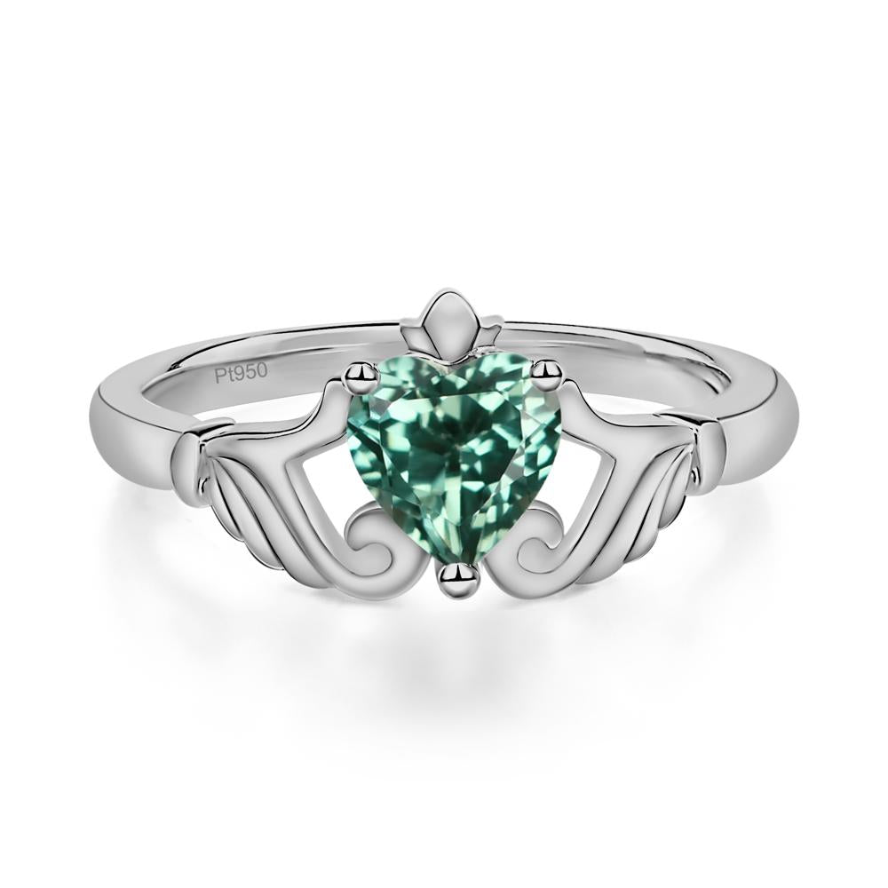 Green Sapphire Women's Claddagh Ring - LUO Jewelry #metal_platinum