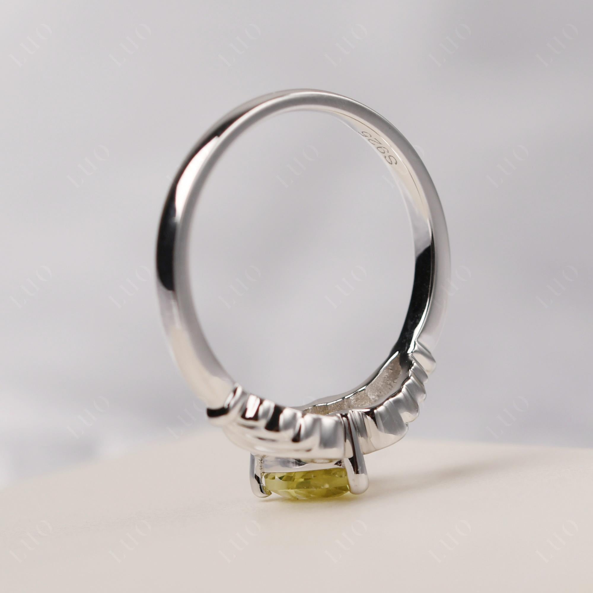 Heart Shaped Lemon Quartz Claddagh Ring - LUO Jewelry 