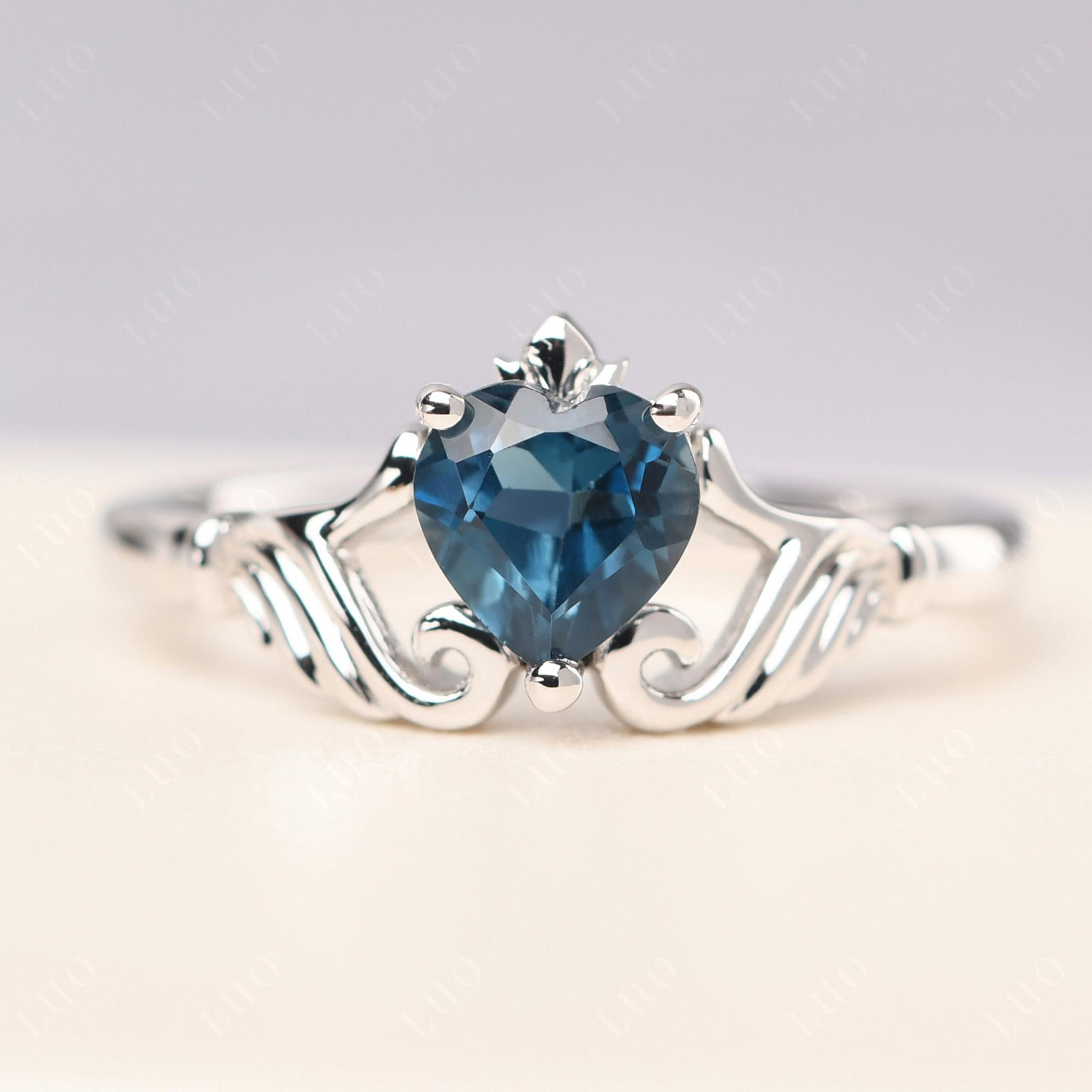 London Blue Topaz Claddagh Ring - LUO Jewelry 