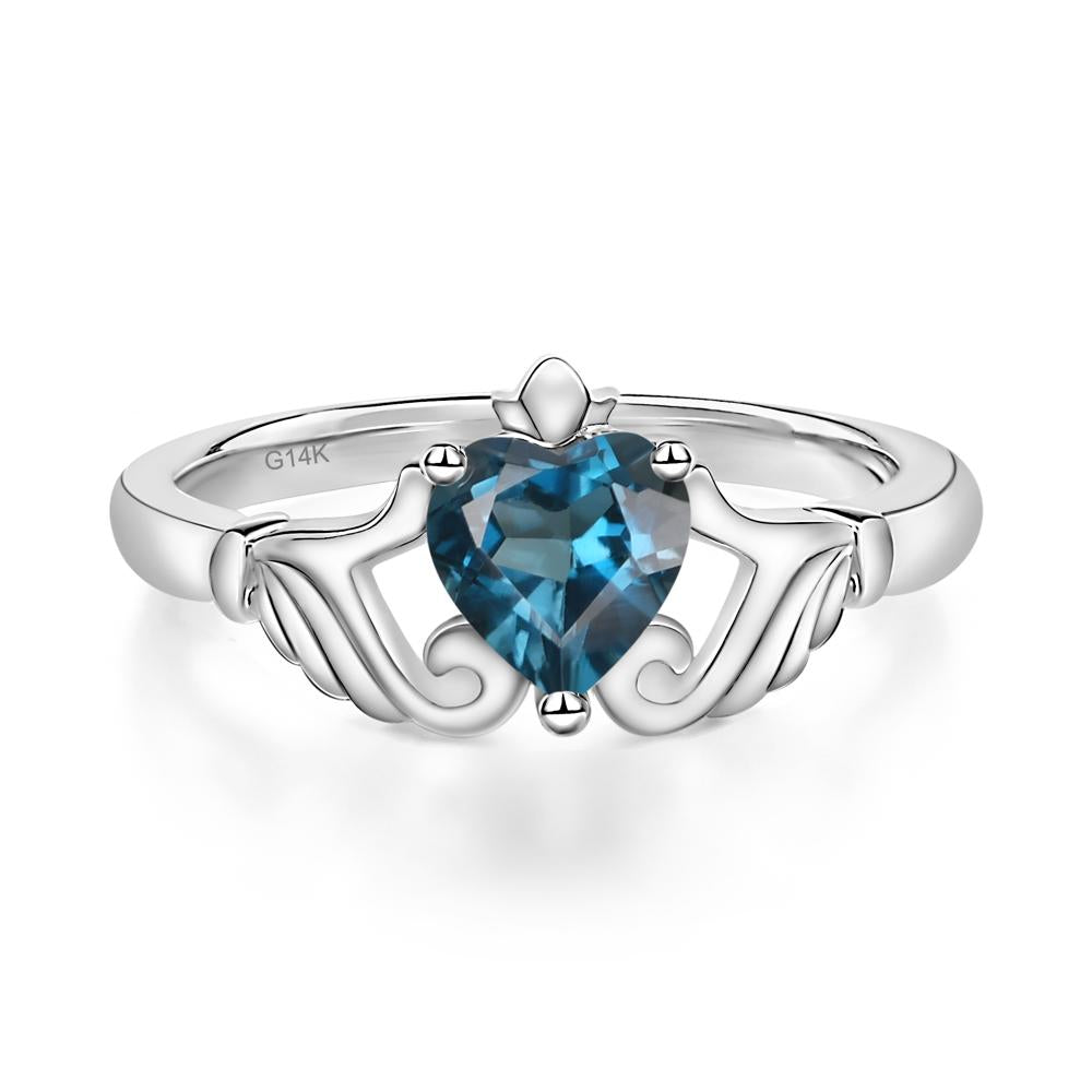 London Blue Topaz Claddagh Ring - LUO Jewelry #metal_14k white gold