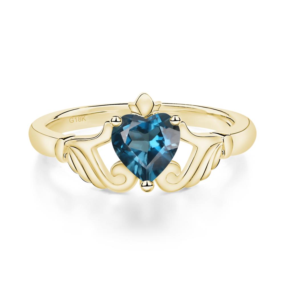 London Blue Topaz Claddagh Ring - LUO Jewelry #metal_18k yellow gold