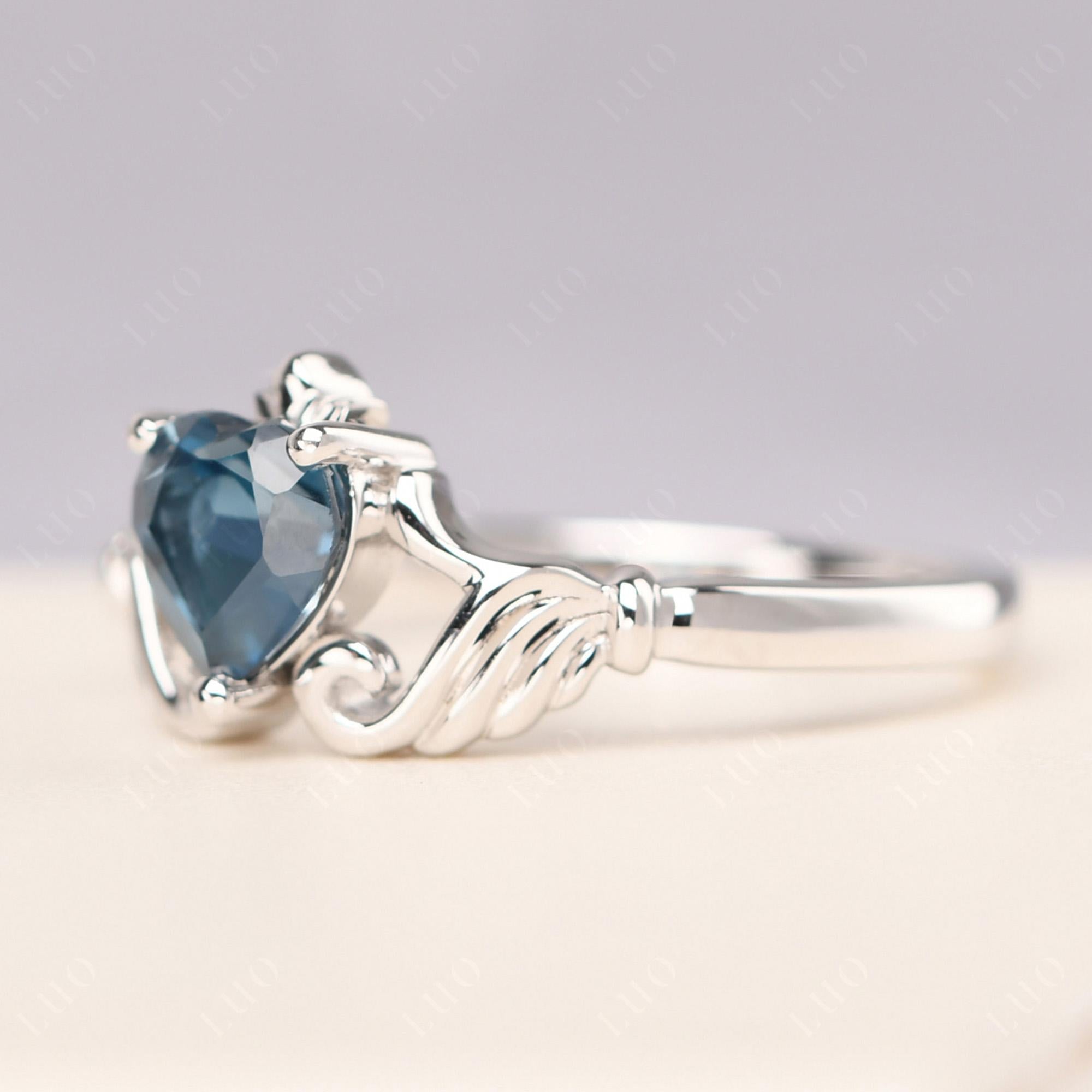 London Blue Topaz Claddagh Ring - LUO Jewelry 