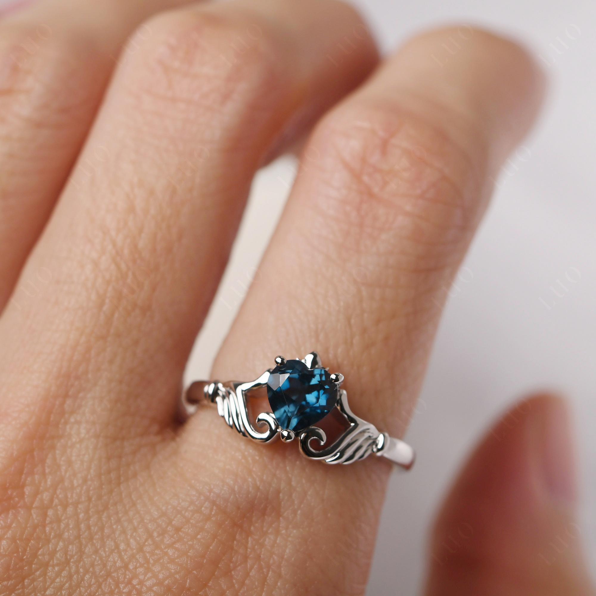 London Blue Topaz Claddagh Ring - LUO Jewelry 