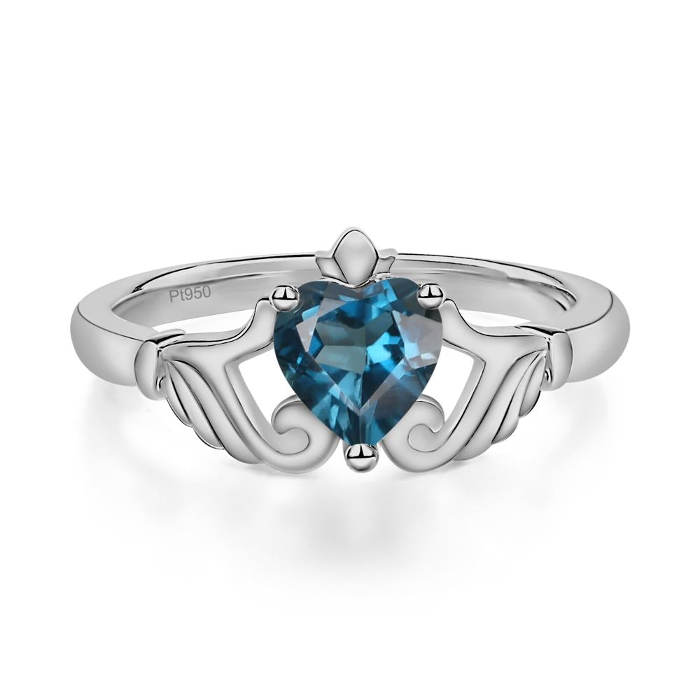 London Blue Topaz Claddagh Ring - LUO Jewelry #metal_platinum