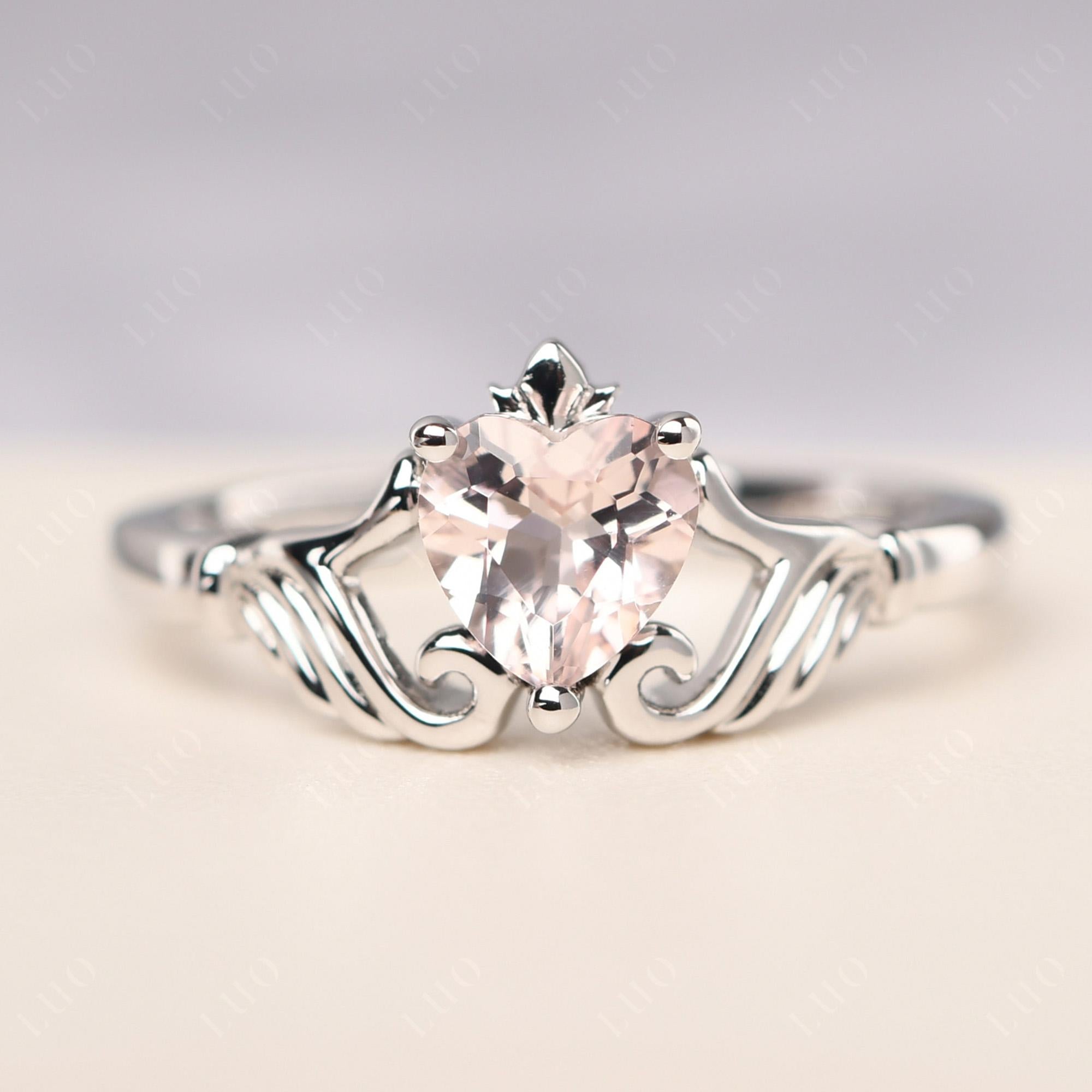 Morganite Claddagh Engagement Ring - LUO Jewelry 