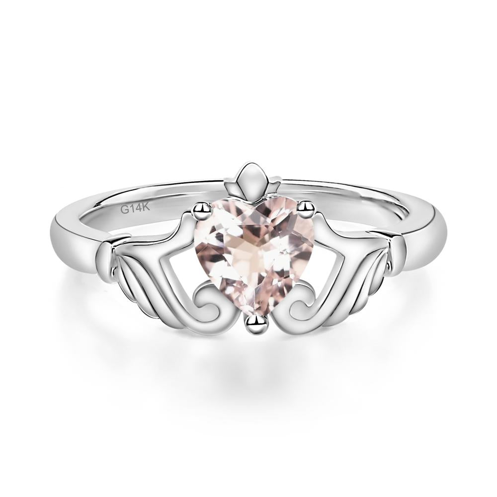 Morganite Claddagh Engagement Ring - LUO Jewelry #metal_14k white gold