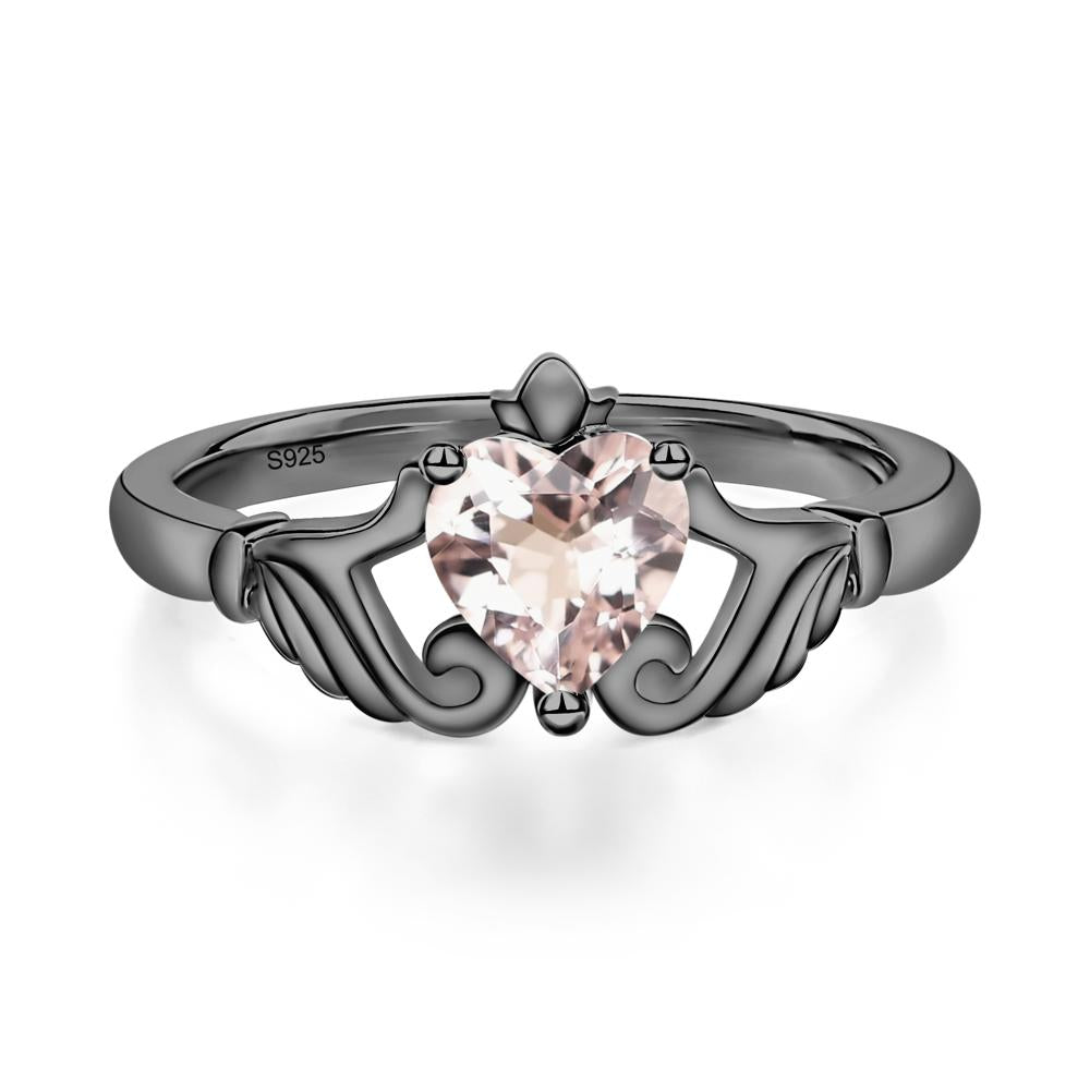 Morganite Claddagh Engagement Ring - LUO Jewelry #metal_black finish sterling silver