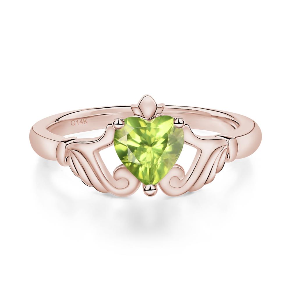 Peridot Women's Claddagh Ring - LUO Jewelry #metal_14k rose gold