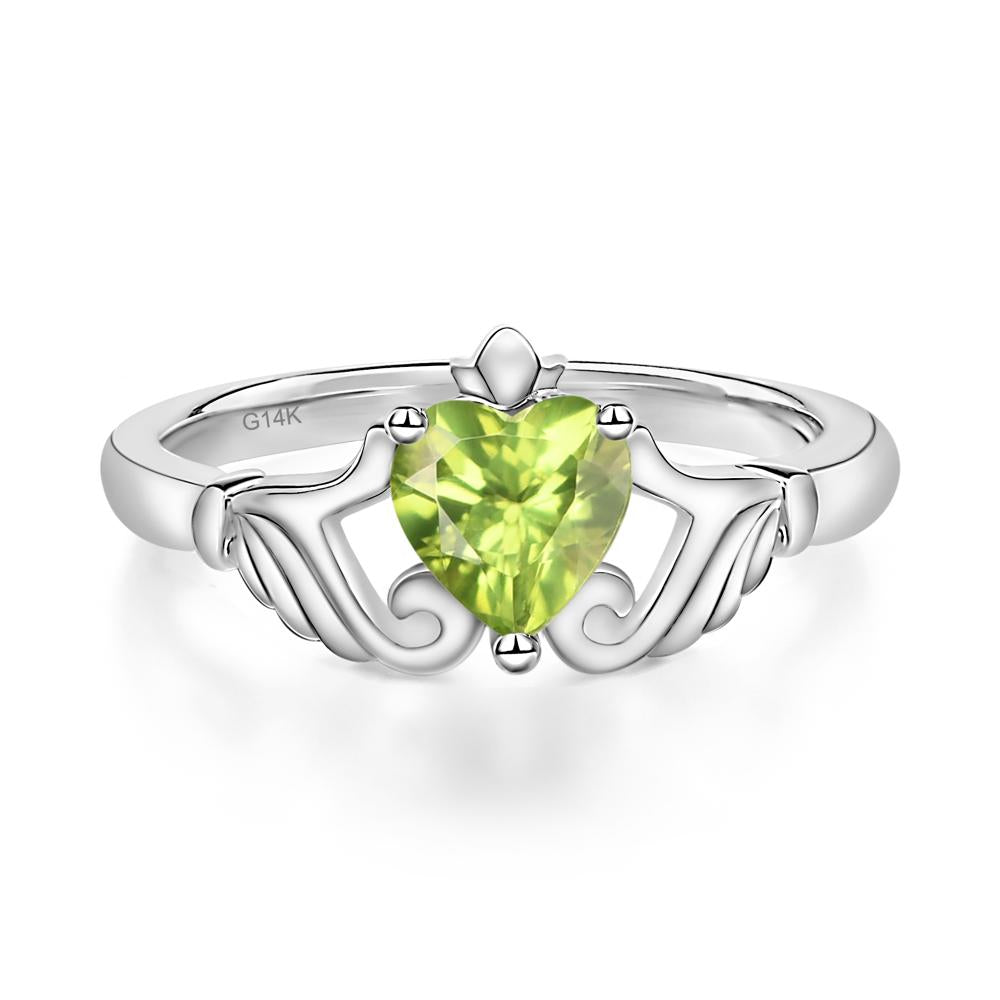 Peridot Women's Claddagh Ring - LUO Jewelry #metal_14k white gold