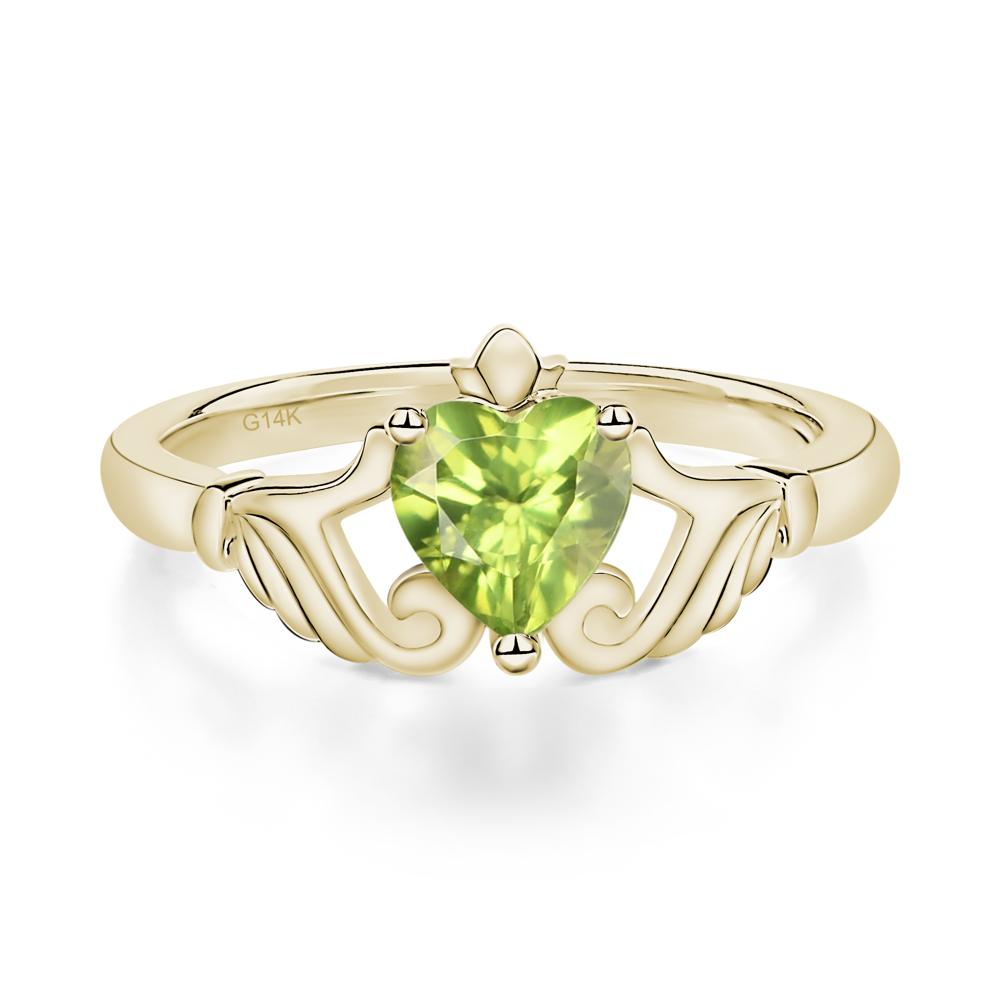 Peridot Women's Claddagh Ring - LUO Jewelry #metal_14k yellow gold