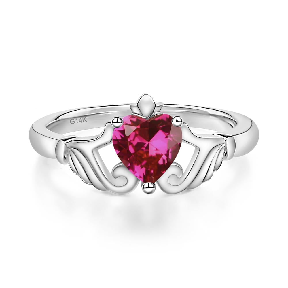 Ruby Claddagh Ring - LUO Jewelry #metal_14k white gold