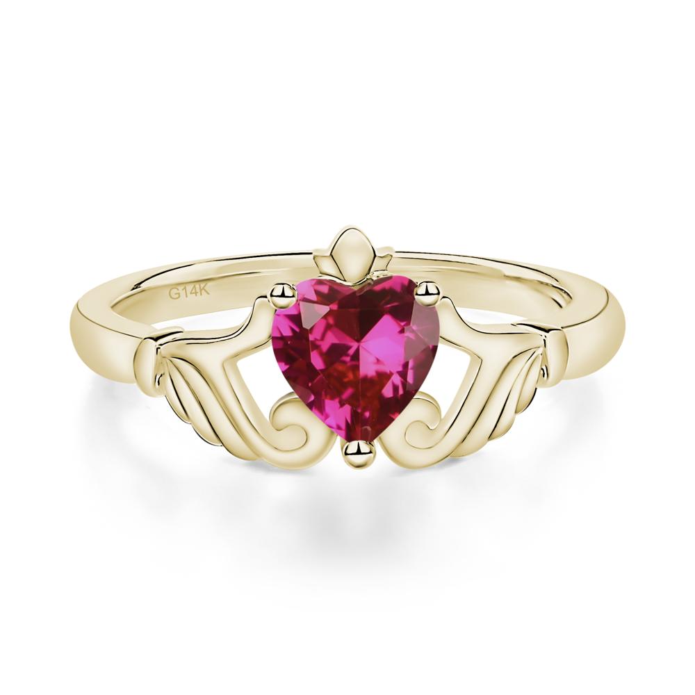 Ruby Claddagh Ring - LUO Jewelry #metal_14k yellow gold