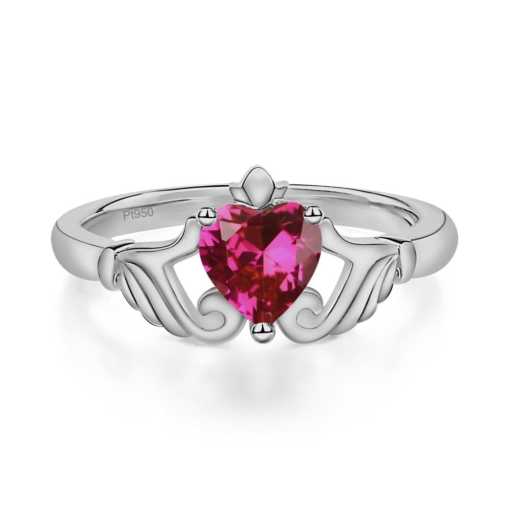 Ruby Claddagh Ring - LUO Jewelry #metal_platinum