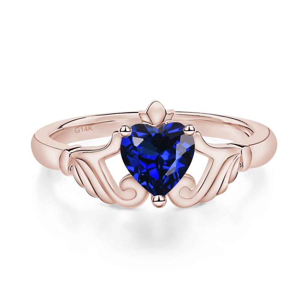 Sapphire Claddagh Engagement Ring - LUO Jewelry #metal_14k rose gold