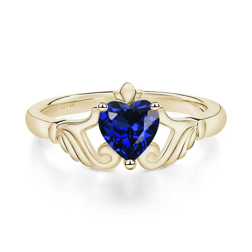 Sapphire Claddagh Engagement Ring - LUO Jewelry #metal_14k yellow gold