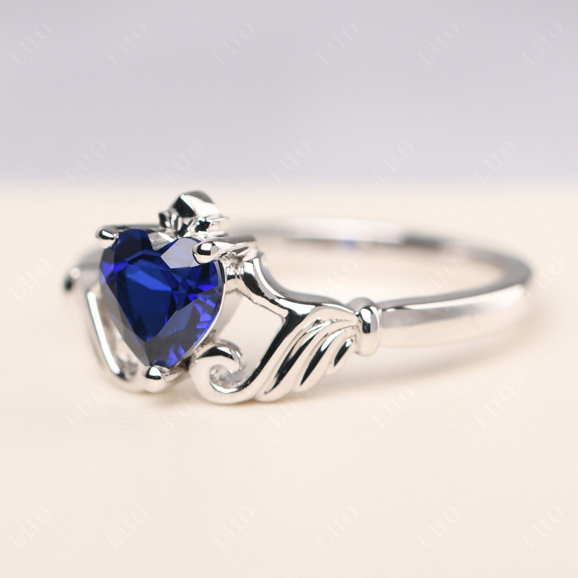 Sapphire Claddagh Engagement Ring - LUO Jewelry 