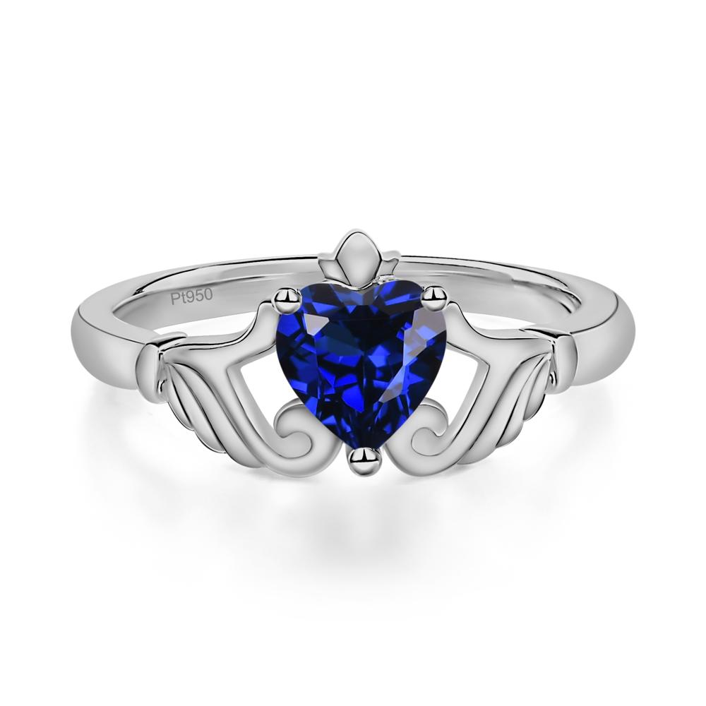 Sapphire Claddagh Engagement Ring - LUO Jewelry #metal_platinum