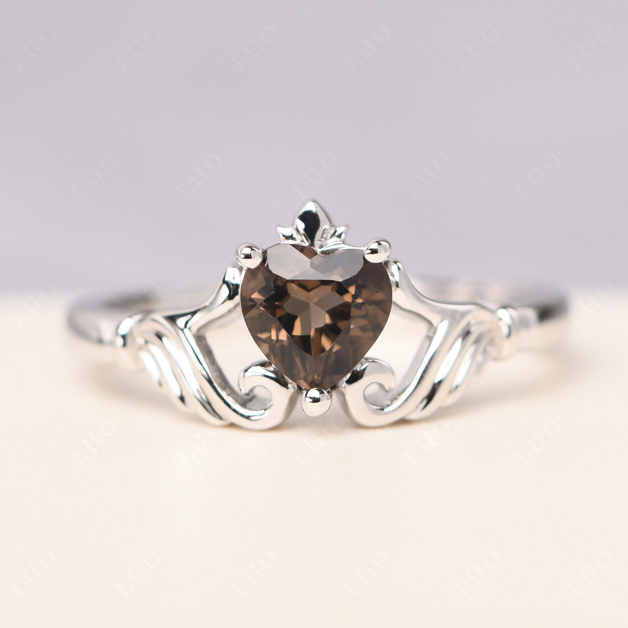 Smoky Quartz Women's Claddagh Ring - LUO Jewelry 