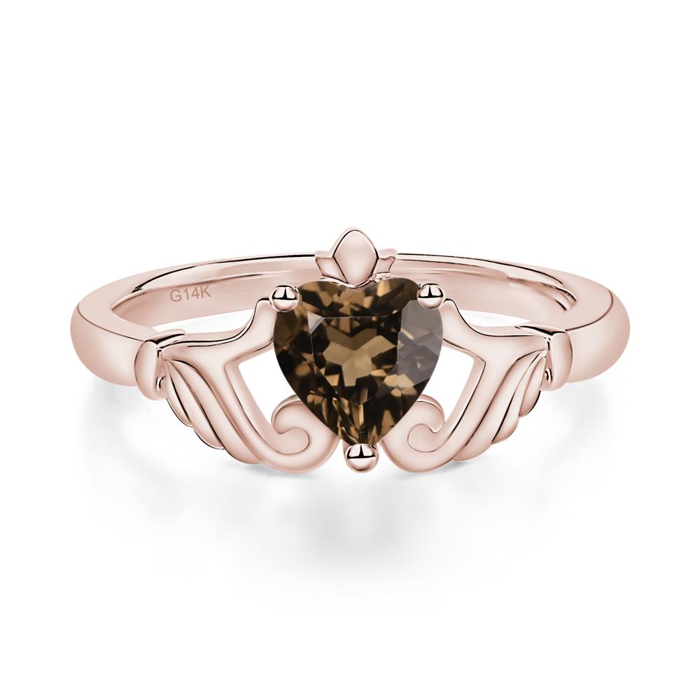 Smoky Quartz Women's Claddagh Ring - LUO Jewelry #metal_14k rose gold