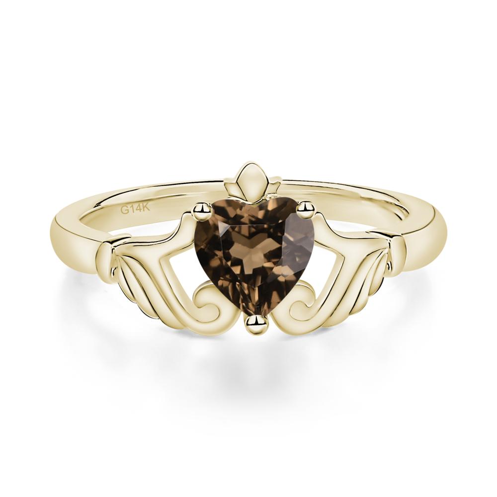 Smoky Quartz Women's Claddagh Ring - LUO Jewelry #metal_14k yellow gold