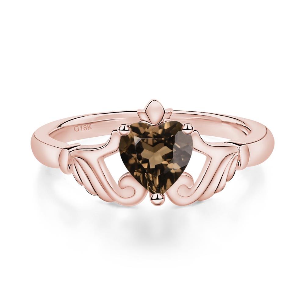 Smoky Quartz Women's Claddagh Ring - LUO Jewelry #metal_18k rose gold