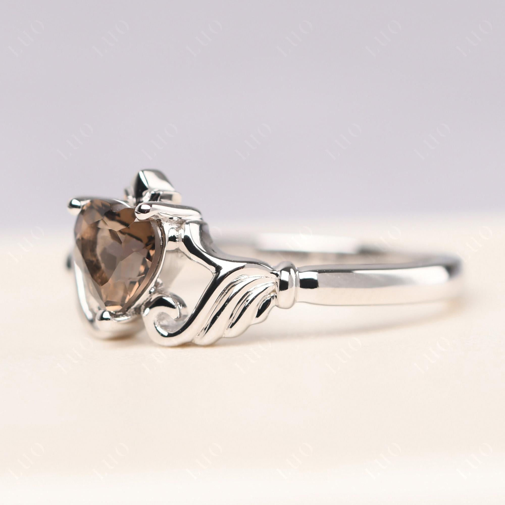 Smoky Quartz Women's Claddagh Ring - LUO Jewelry 