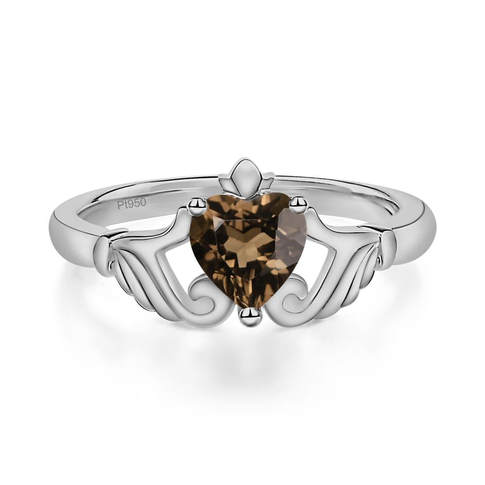 Smoky Quartz Women's Claddagh Ring - LUO Jewelry #metal_platinum