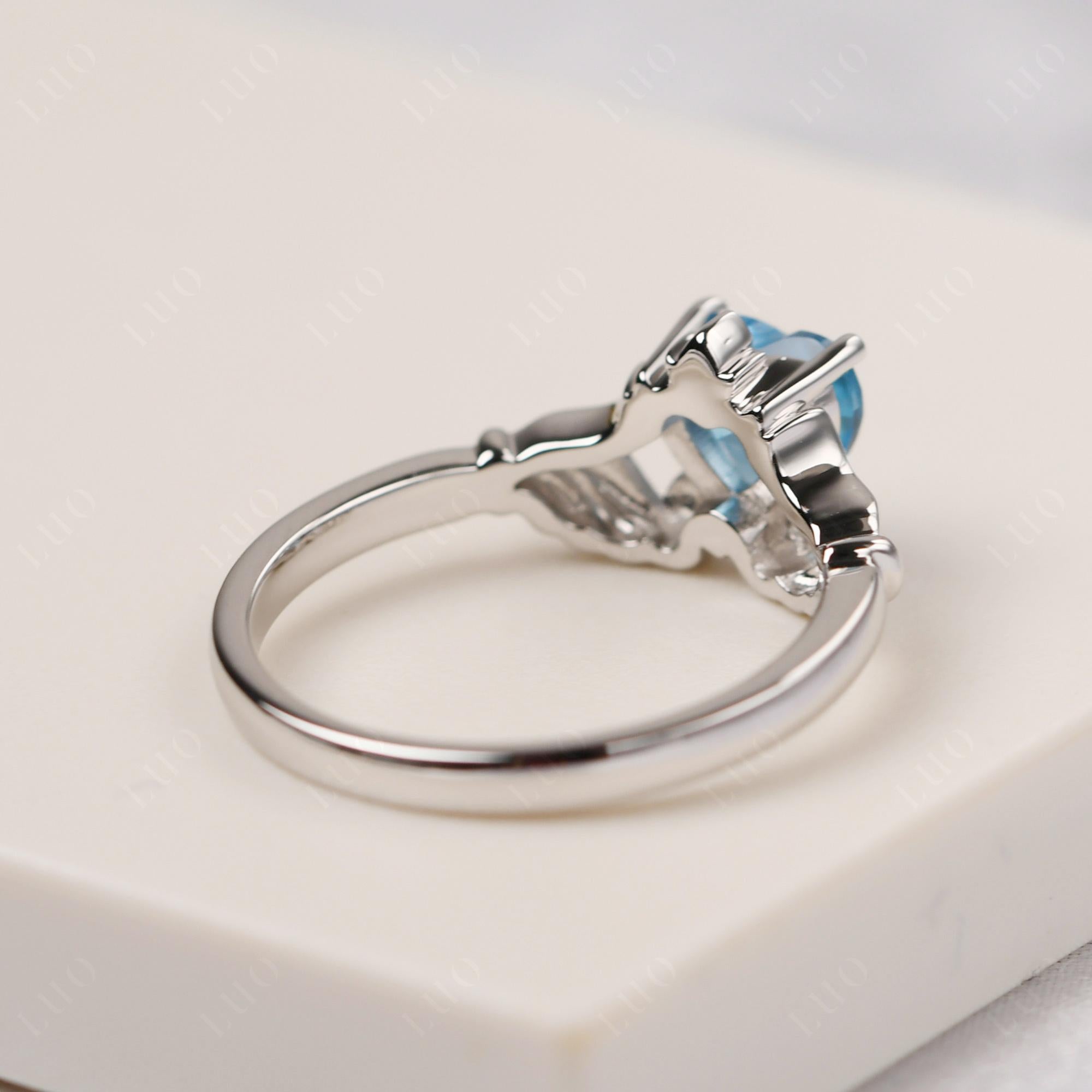 Heart Shaped Swiss Blue Topaz Claddagh Ring - LUO Jewelry 