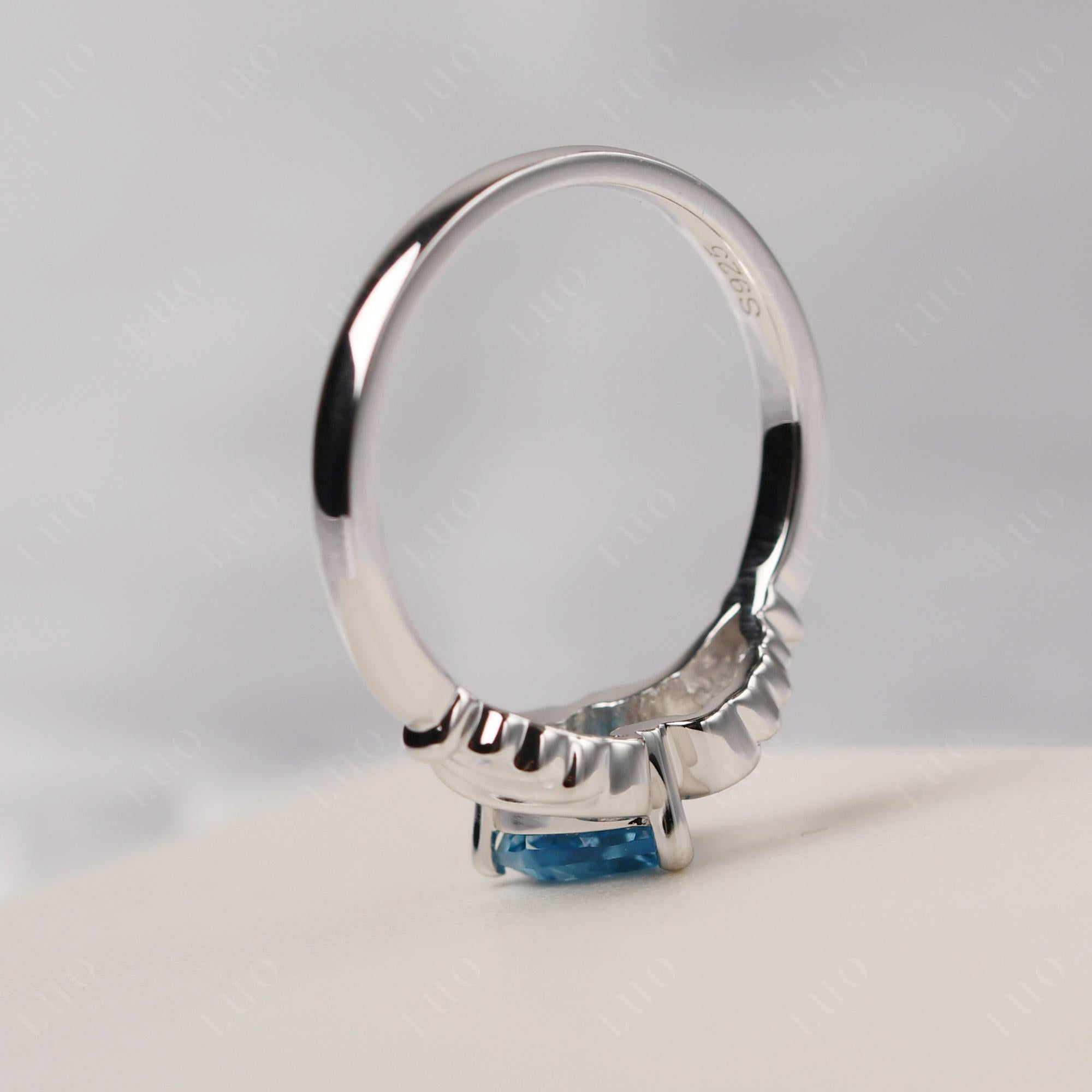 Heart Shaped Swiss Blue Topaz Claddagh Ring - LUO Jewelry 