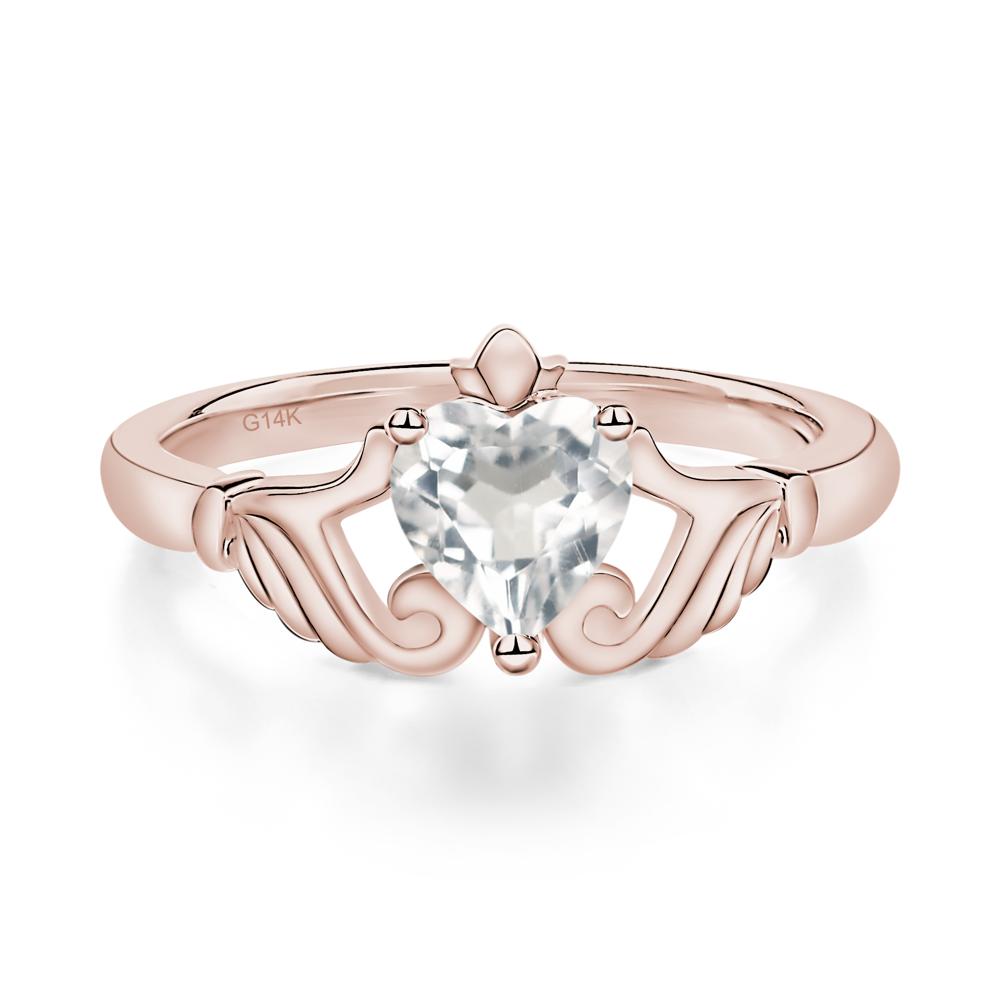 White Topaz Claddagh Ring - LUO Jewelry #metal_14k rose gold