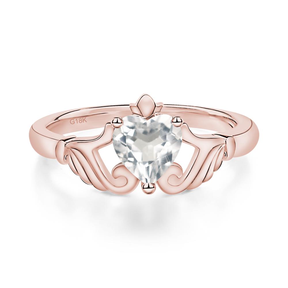 White Topaz Claddagh Ring - LUO Jewelry #metal_18k rose gold