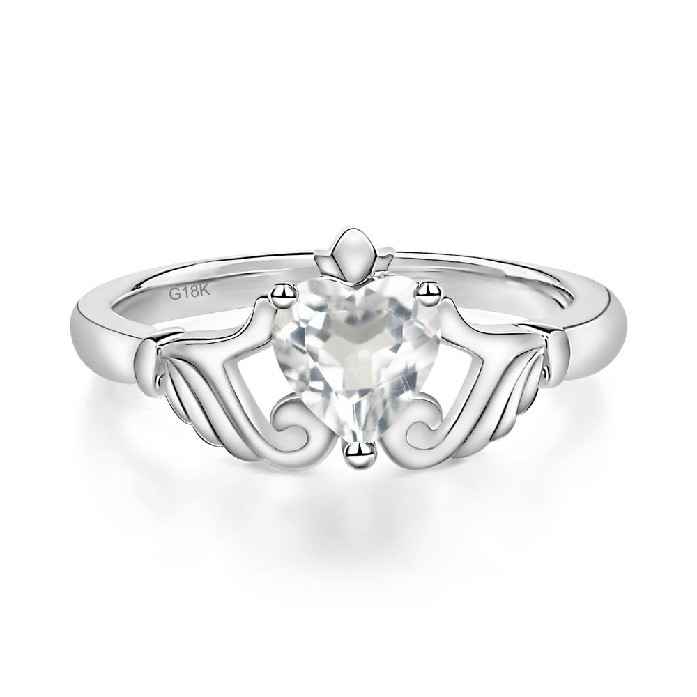 White Topaz Claddagh Ring - LUO Jewelry #metal_18k white gold