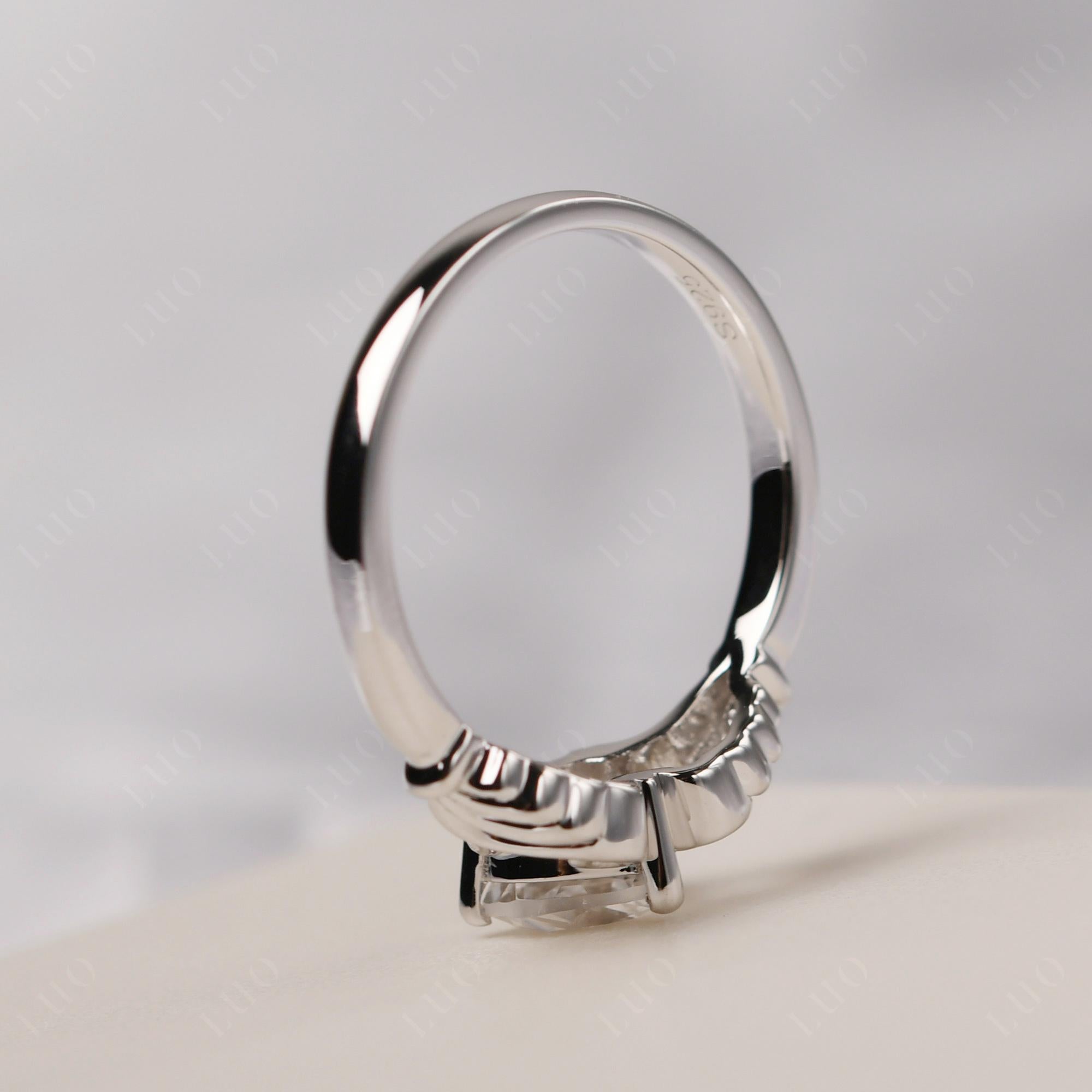 White Topaz Claddagh Ring - LUO Jewelry 