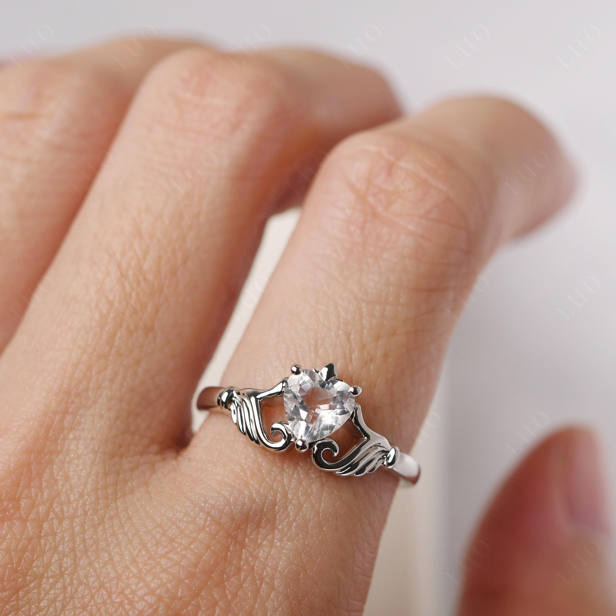 White Topaz Claddagh Ring - LUO Jewelry 