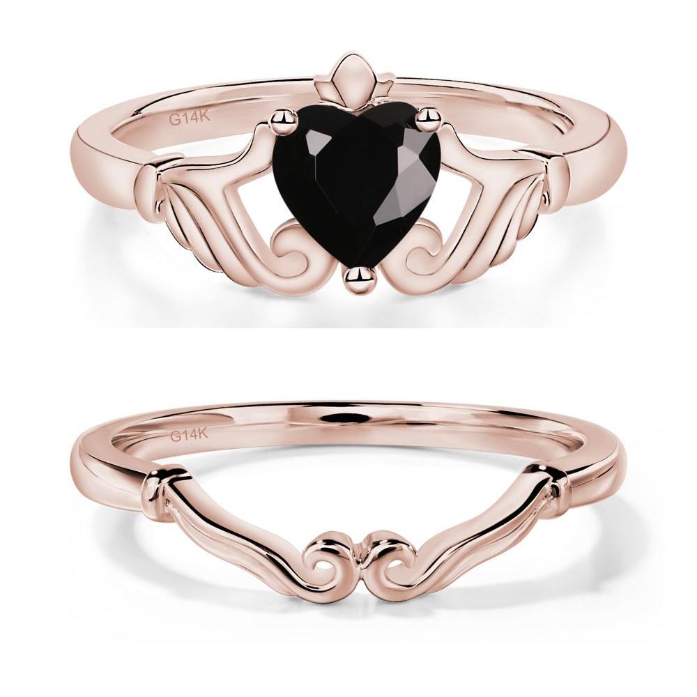 Black Spinel Women's Claddagh Ring - LUO Jewelry #metal_xxxxx