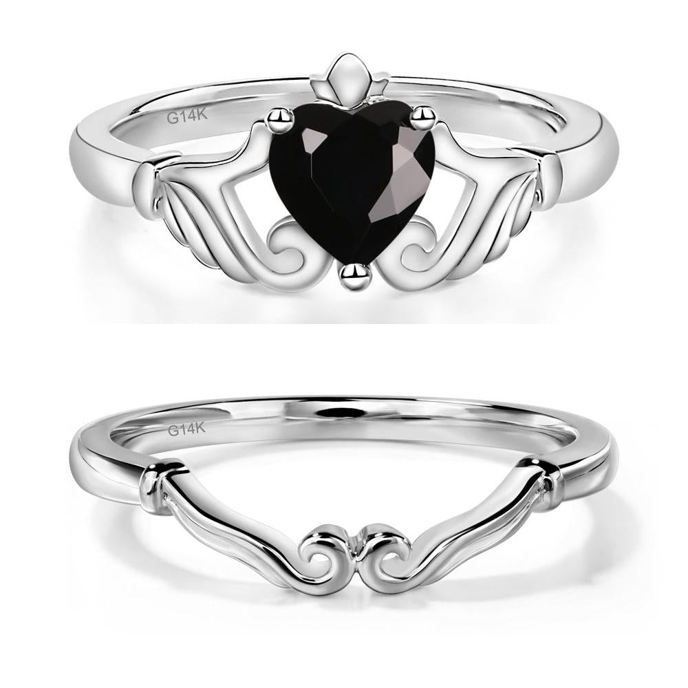 Black Spinel Women's Claddagh Ring - LUO Jewelry #metal_xxxxx