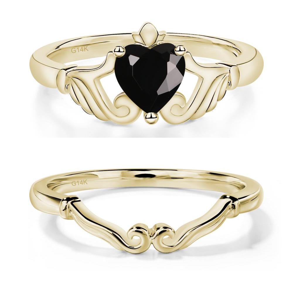 Black Spinel Women's Claddagh Ring - LUO Jewelry #metal_xxxxx