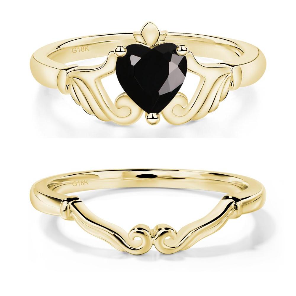 Black Spinel Women's Claddagh Ring - LUO Jewelry #metal_xxxxx