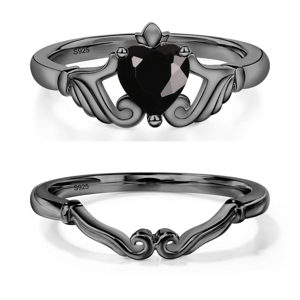 Black Spinel Women's Claddagh Ring - LUO Jewelry #metal_xxxxx