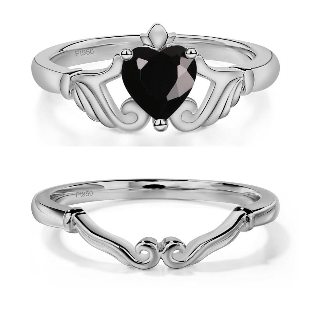 Black Spinel Women's Claddagh Ring - LUO Jewelry #metal_xxxxx