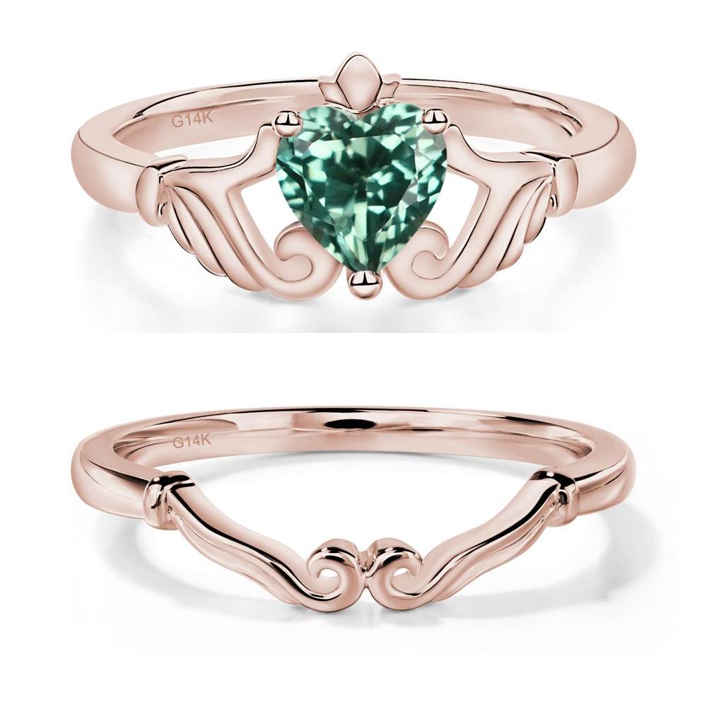 Green Sapphire Women's Claddagh Ring - LUO Jewelry #metal_xxxxx